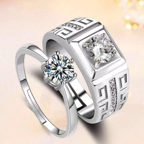 配國鋻証書1克拉倣真莫桑石925戒指女鑽戒情侶結婚求婚生日禮物潮