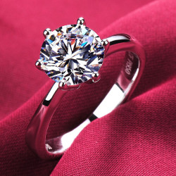 鑽戒女真鑽1克拉白金戒指六爪結婚求婚戒莫桑鑽主鑽30分對戒時尚