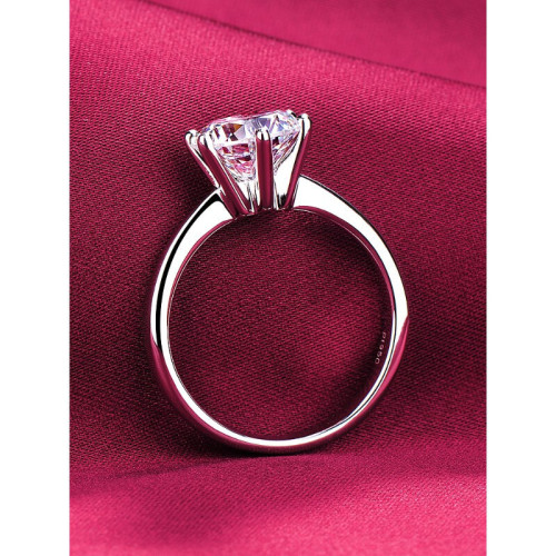 鑽戒女真鑽1克拉白金戒指六爪結婚求婚戒莫桑鑽主鑽30分對戒時尚