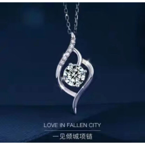 鉑金莫桑石項鏈女款夏輕奢小衆感莫桑鑽吊墜白金鎖骨鏈禮物送女友