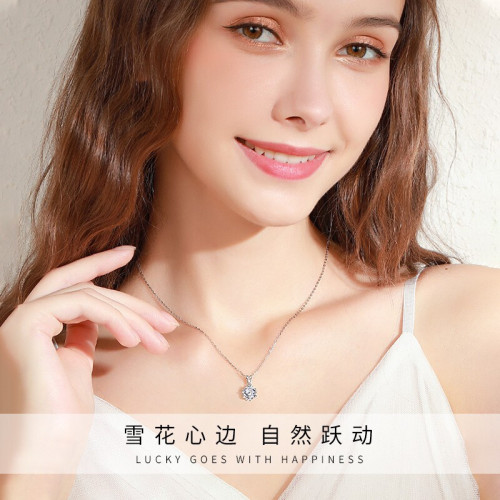 莫桑鑽項鏈女士莫桑石吊墜一克拉純銀白金輕奢小衆鎖骨鏈2022新款