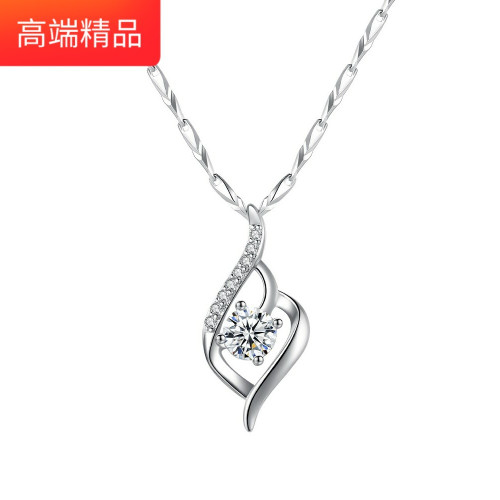莫桑鑽項鏈女純銀白金莫桑石吊墜足銀輕奢小衆2022年新款快速髮貨