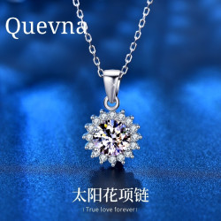【新品特賣】莫桑鑽項鏈款女純銀鎖骨鏈莫桑石吊墜新款情人節禮物