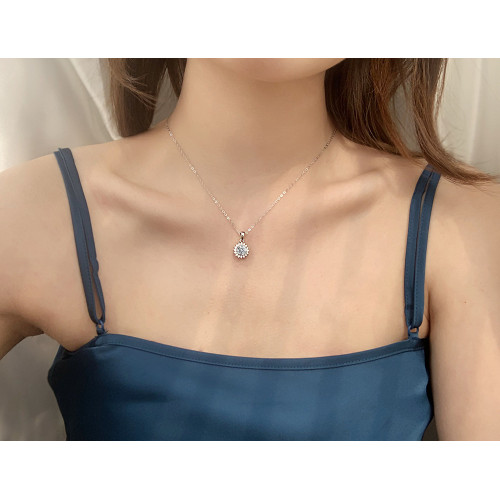 【新品特賣】莫桑鑽項鏈款女純銀鎖骨鏈莫桑石吊墜新款情人節禮物