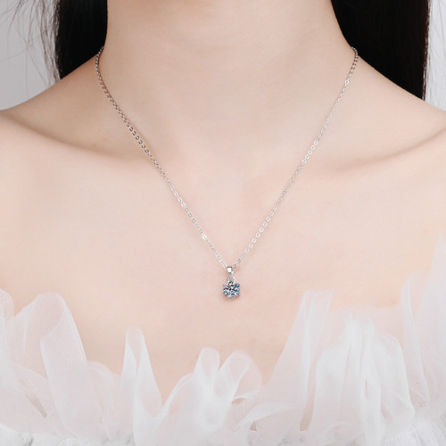 莫桑鑽項鏈女鎖骨鏈鉑金莫桑石吊墜鑽石輕奢小衆情人節禮物送女友