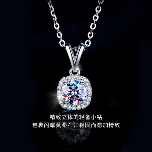 鑽石莫桑石吊墜莫桑鑽項鏈女款夏一克拉鎖骨鏈2022年新款生日禮物