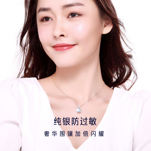 莫桑石吊墜1克拉項鏈莫桑鑽項鏈女款滿鑽純銀白金鎖骨鏈輕奢禮物