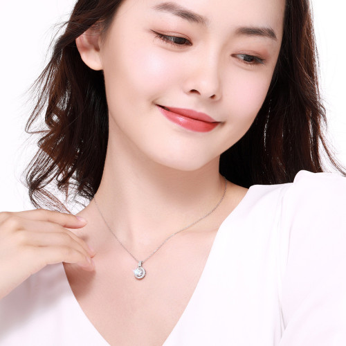莫桑石吊墜1克拉項鏈莫桑鑽項鏈女款滿鑽純銀白金鎖骨鏈輕奢禮物
