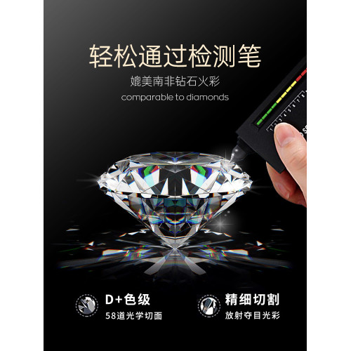 銀白金項鏈女款一克拉莫桑鑽項鏈雪花莫桑石吊墜輕奢鎖骨鏈送女友