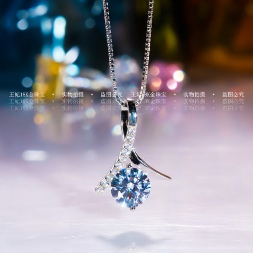 純銀白金1克拉莫桑鑽項鏈女款莫桑石吊墜簡約韓版送女友節日禮物