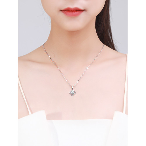 鉑金四葉草莫桑鑽項鏈女情人節生日禮物送女朋友純銀白金莫桑鑽石