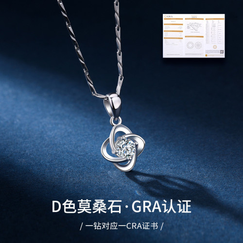 【小額批髮】女純銀莫桑石吊墜新款鎖骨鏈莫桑鑽項鏈小衆鑽石飾品