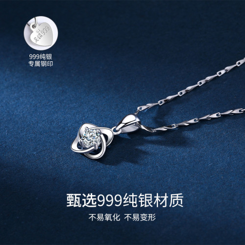 【小額批髮】女純銀莫桑石吊墜新款鎖骨鏈莫桑鑽項鏈小衆鑽石飾品