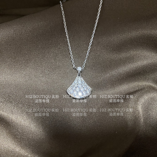 小扇子扇形滿鑽鑲鑽莫桑鑽項鏈女網紅小裙子莫桑石吊墜鎖骨鏈送禮