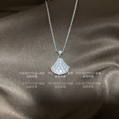 小扇子扇形滿鑽鑲鑽莫桑鑽項鏈女網紅小裙子莫桑石吊墜鎖骨鏈送禮