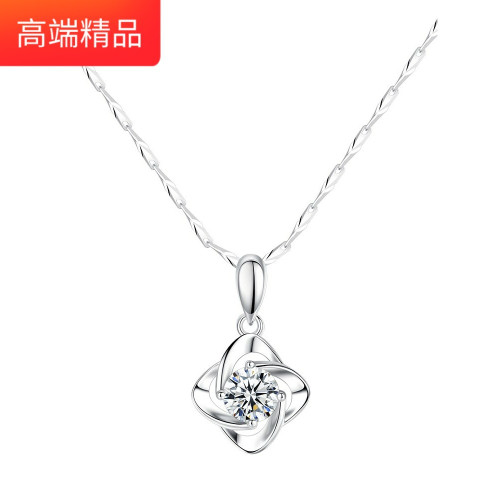 四葉草莫桑石項鏈女999純銀吊墜2022年新款GRA莫桑鑽銀飾快速髮貨