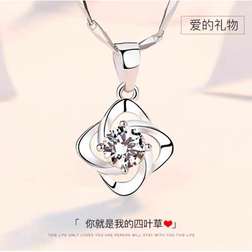 PT950鉑金項鏈女輕奢白金鎖骨莫桑鑽項鏈莫桑石吊墜情人節送女友