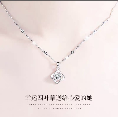 PT950鉑金項鏈女輕奢白金鎖骨莫桑鑽項鏈莫桑石吊墜情人節送女友