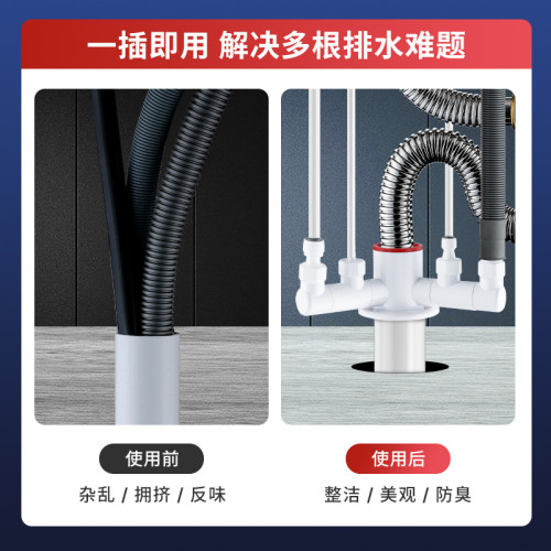 廚房下水琯三通防臭神器多功能接頭淨水器洗碗機小廚寶過濾器排水