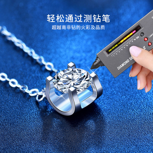 莫桑石牛頭項鏈小衆設計莫桑鑽吊墜女鎖骨鏈純銀不掉色送女友禮物