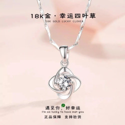 鉑金項鏈女PT950鎖骨鏈18k白金莫桑鑽項鏈女款莫桑石吊墜生日禮物