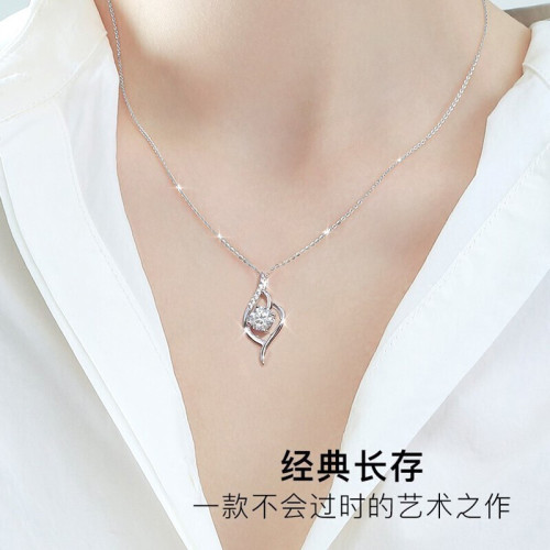 PT950鉑金項鏈女白金吊墜丘比特莫桑鑽鎖骨鏈套鏈送女友生日禮物