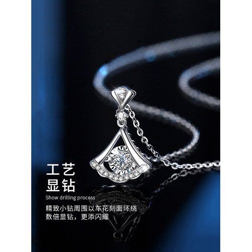 莫桑鑽項鏈鑽石鎖骨鏈純銀白金莫桑石吊墜女禮物定情信物閨蜜時尚
