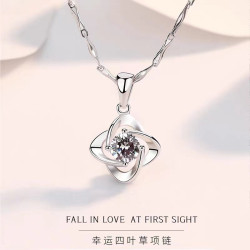 PT950鉑金項鏈女莫桑鑽項鏈莫桑石吊墜1克拉白金鎖骨送情人節禮物
