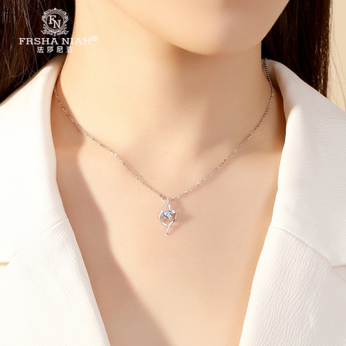 純銀白金莫桑鑽項鏈女款莫桑石鎖骨鏈鑽石吊墜仙女款生日禮物送禮