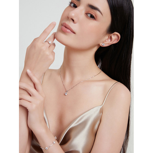 520禮物銀白金莫桑鑽項鏈女款莫桑石吊墜輕奢鎖骨鏈六芒星送女友