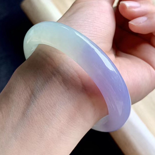 天然緬甸老坑翡翠手鐲紫羅蘭翡翠玉手鐲女款翡翠飄花手鐲子送閨蜜