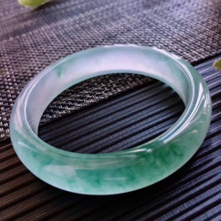 天然緬甸翡翠手鐲冰種飄花緬甸老坑玉手鐲女正圈冰透飄透飄綠翡翠