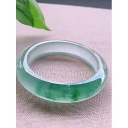 緬甸老坑a貨冰種天然翡翠手鐲女款寬版陽綠飄花晴水底玉手鐲子女