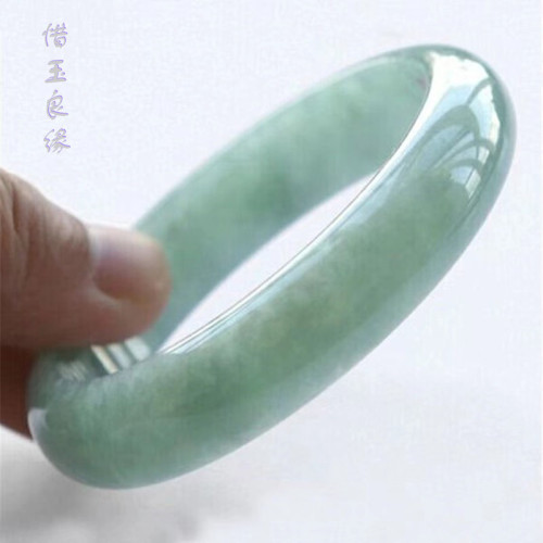冰糯種翡翠玉手鐲旺夫緬甸老坑少女款玉石單色淺綠貴妃鐲翠綠鐲子