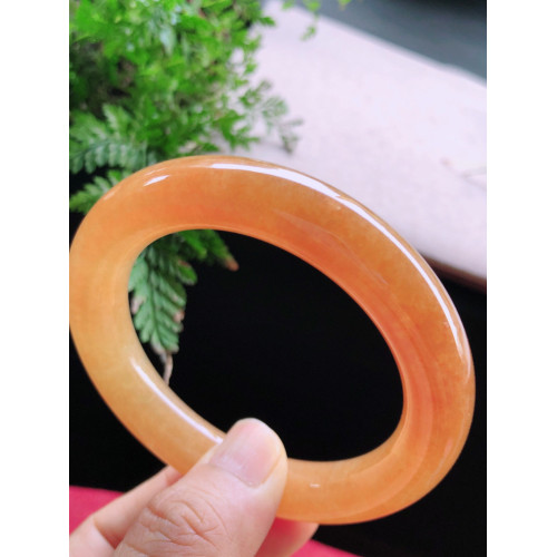 原石翡翠玉手鐲圓條糯冰種紅翡飄花陽綠緬甸天然老坑翡翠手鐲女款