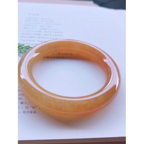 原石翡翠玉手鐲圓條糯冰種紅翡飄花陽綠緬甸天然老坑翡翠手鐲女款