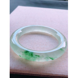 緬甸天然老坑翡翠玉手鐲子高冰玻璃種飄花女圓條款陽綠翡翠玉手鐲