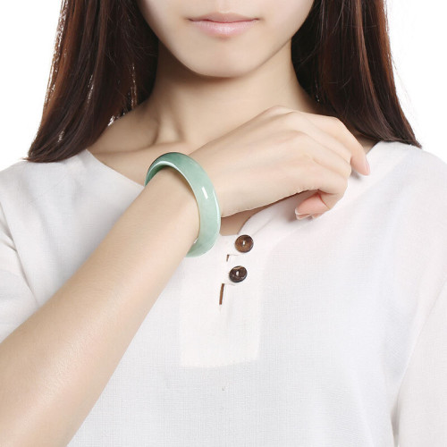 玉顔傾城天然緬甸翡翠手鐲圓鐲翠色深油玉手鐲女款玉石玉鐲子送禮