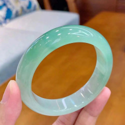 正品天然翡翠手鐲女款冰糯種正陽綠緬甸玉鐲子正圈鐲飄花玉手鐲子