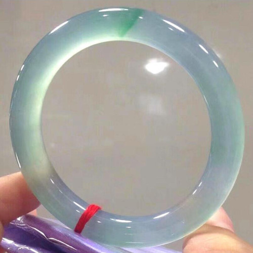 天然緬甸翡翠玉手鐲子圓條高冰糯種飄花少女細條款陽綠寬版玉手鐲