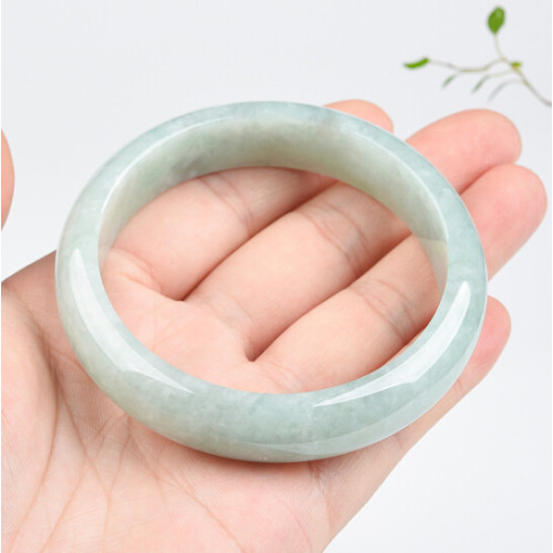 天然緬甸翡翠玉手鐲正圈冰糯種老坑淺綠飄花玉鐲飄綠子女款鑲嵌帶