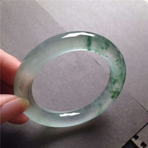 玻璃種藍水翡翠手鐲女高冰種飄花玉鐲貴妃鐲天然緬甸玉老坑玉原石