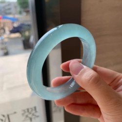 老坑翡翠藍水冰種海藍寶玉鐲晴水底天青凍手鐲子天空藍送女友禮物
