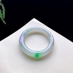 天然緬甸老坑a貨玉石翡翠手鐲女款冰種飄綠圓條福鐲翡翠手鐲送禮