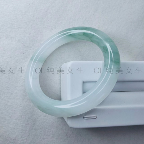 天然緬甸真玉翡翠玉手鐲女款細圓條美人條冰飄花翡翠手鐲正品送禮