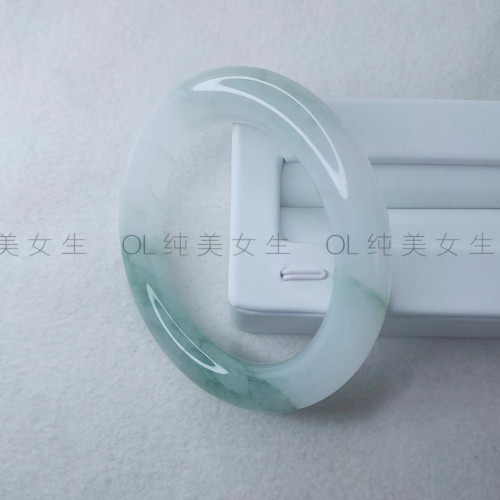 天然緬甸真玉翡翠玉手鐲女款細圓條美人條冰飄花翡翠手鐲正品送禮