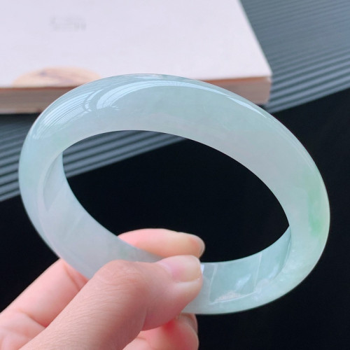 翡翠手鐲冰種單色水潤寬版正圈貴妃細條圓鐲天然手鏈白月光玉鐲子