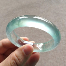 天然冰種飄花翡翠手鐲高冰玻璃種玉鐲a貨緬甸天然原石飄綠玉手鐲
