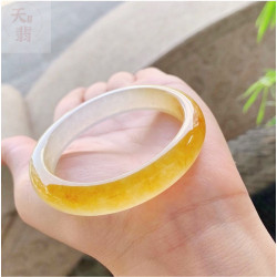 翡翠手鐲天然黃翡翠玉鐲子玉石冰種平安貴妃鐲老坑翡翠雞油黃送禮