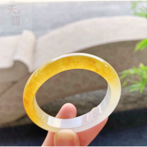 翡翠手鐲天然黃翡翠玉鐲子玉石冰種平安貴妃鐲老坑翡翠雞油黃送禮